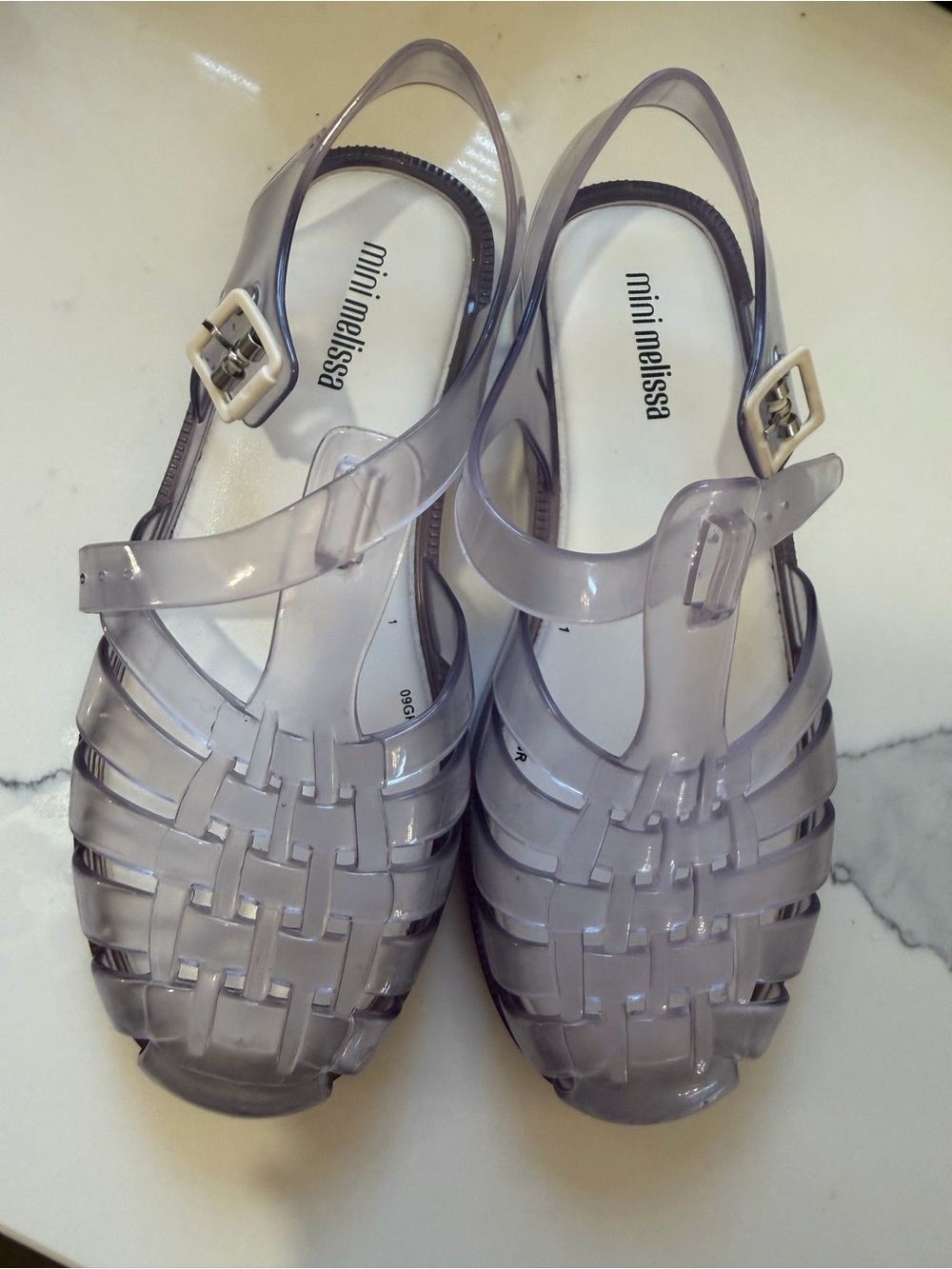 Mini Melissa Translucent Lavender Jelly Woven Sandals
